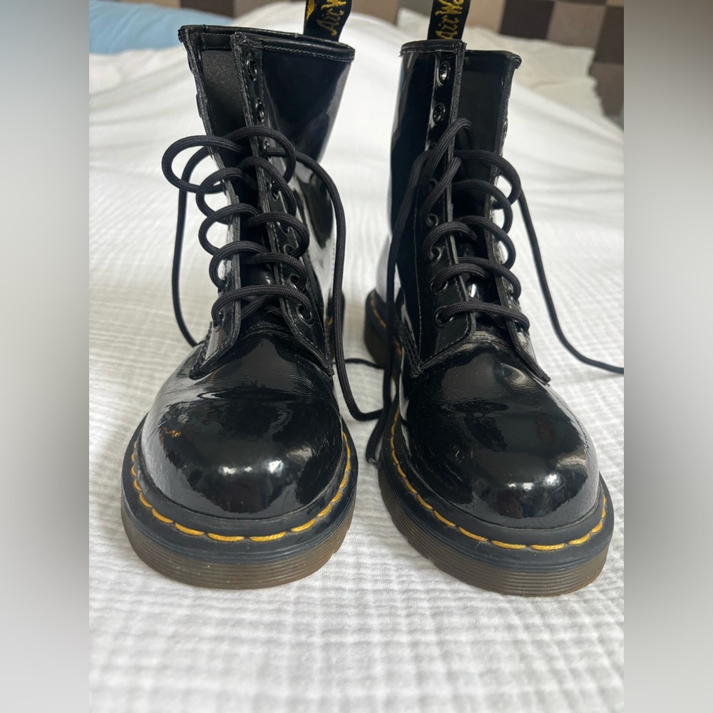 Dr. Martens Black Patent Lace-Up Boots